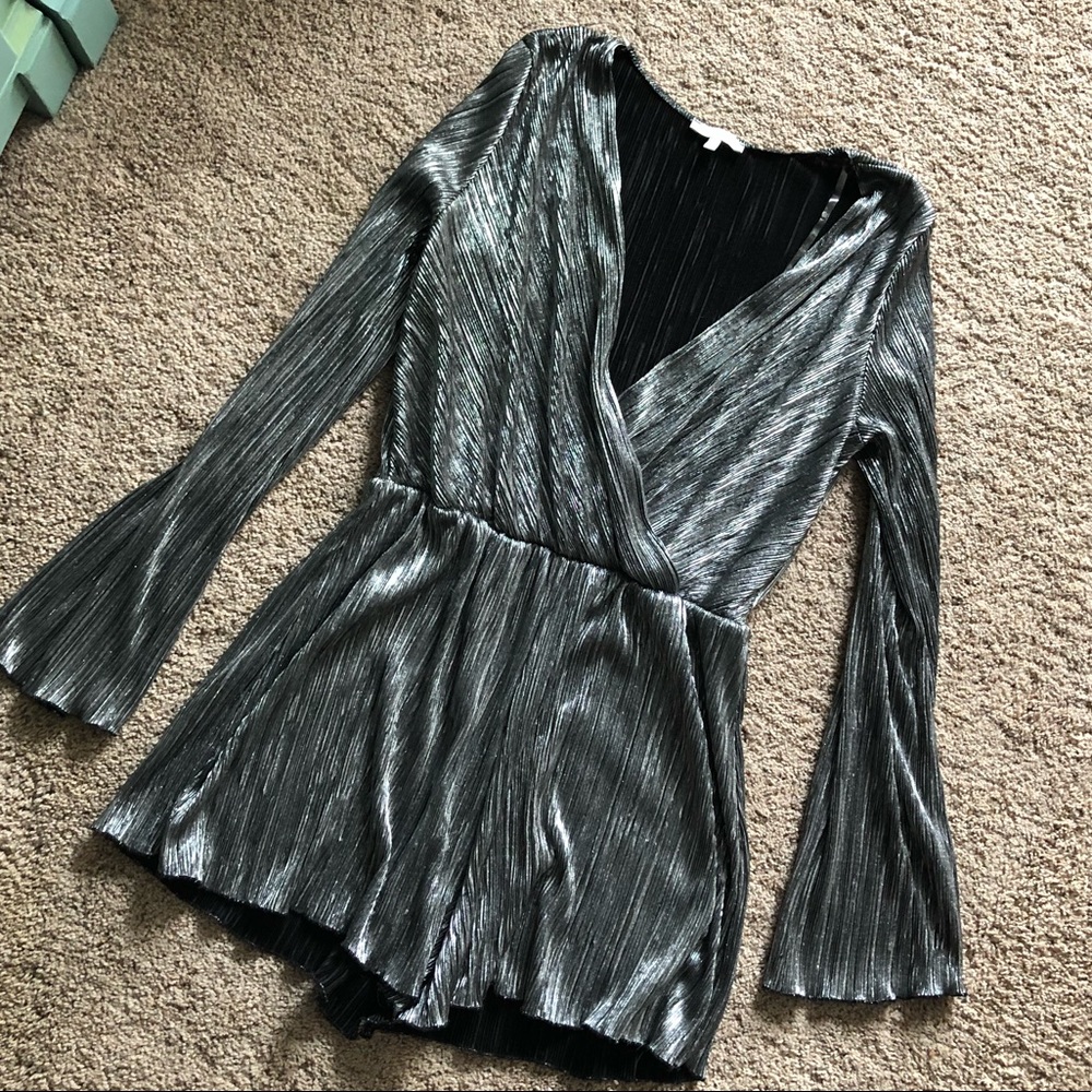 Metallic Silver Romper - Charlotte Russe L